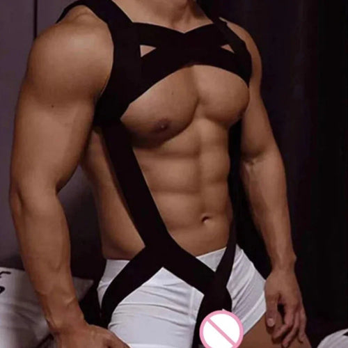 Adult Male Bondage Set Harness for Man Sexy Elastic Lingerie Chest Cage Straps with Hollow Out Belts Gay Clothing Sex Costume