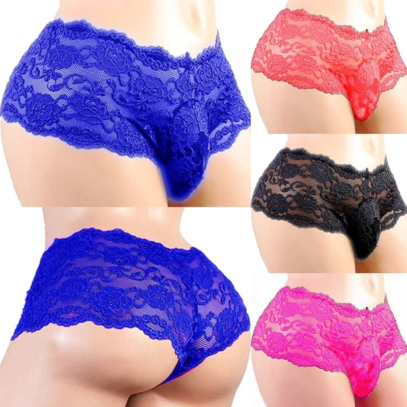 Sexy Lingerie Sexy Panties Men's Underwear Plus Siz Lace Sissy Male Breathable Jockstrap Briefs G-String Thongs Porno Underpants