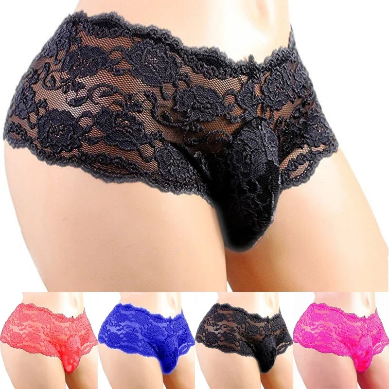 Sexy Lingerie Sexy Panties Men's Underwear Plus Siz Lace Sissy Male Breathable Jockstrap Briefs G-String Thongs Porno Underpants