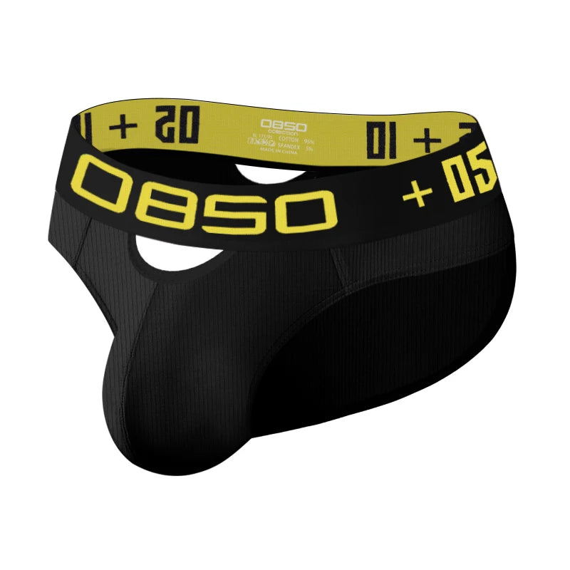 Men's Ribbed Cotton Jockstrap Briefs, Breathable Low Rise Sport Underwear