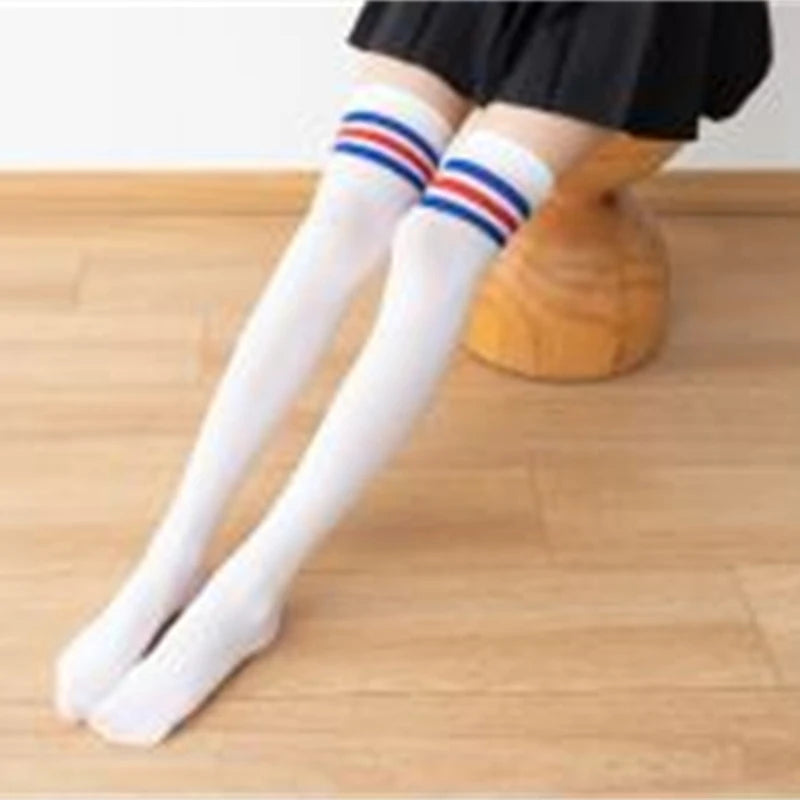 Sexy Black White Long Socks Women Over Knee Thigh High Socks Over The Knee Stockings For Ladies Girls Warm Knee Socks