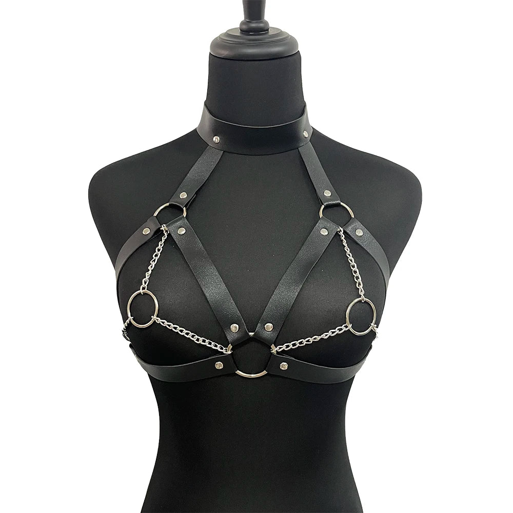 Sexy Chest Harness Leather Lingerie Erotic Body Harness Women Mature Suspenders Garter Belt Bdsm Harness Fetish Underwear Bondag