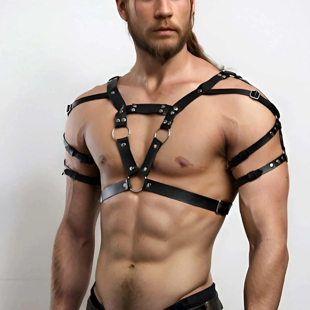 Men's Black Leather Straps Adjustable Sexy Fashionable Body Straps Daily Halloween Parties Music Festivals Clothing Accessories