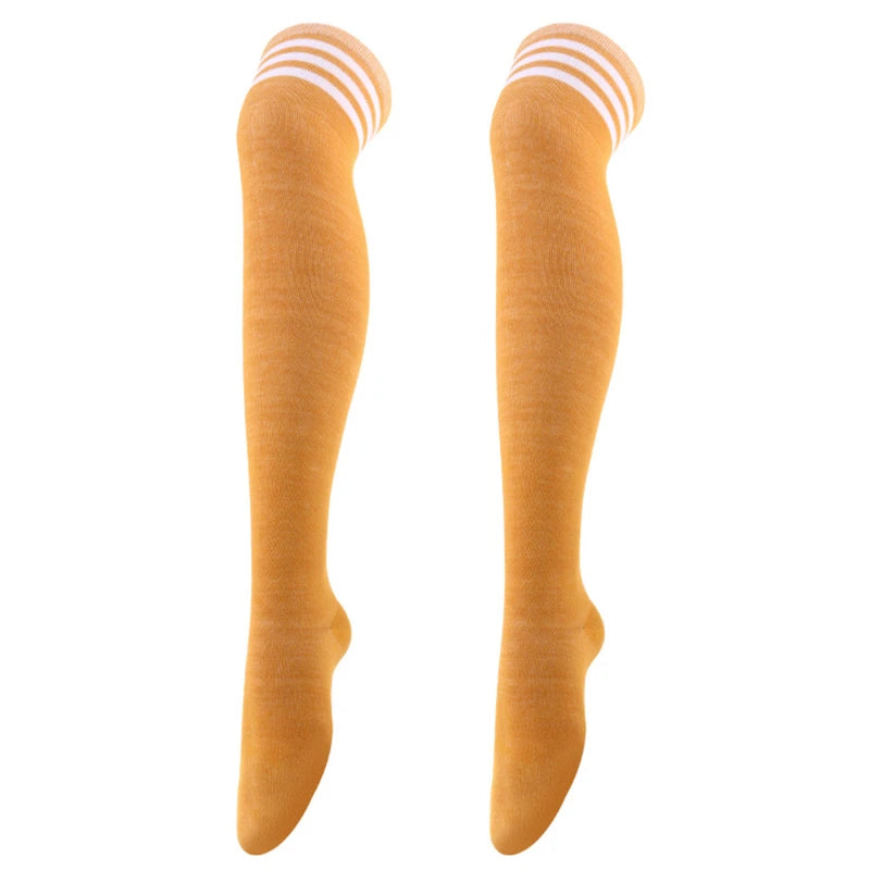 New Sexy Long Socks Solid Color Striped Women Over Knee Thigh High Over The Knee Stockings Ladies Girls Warm Knee Socks 2023