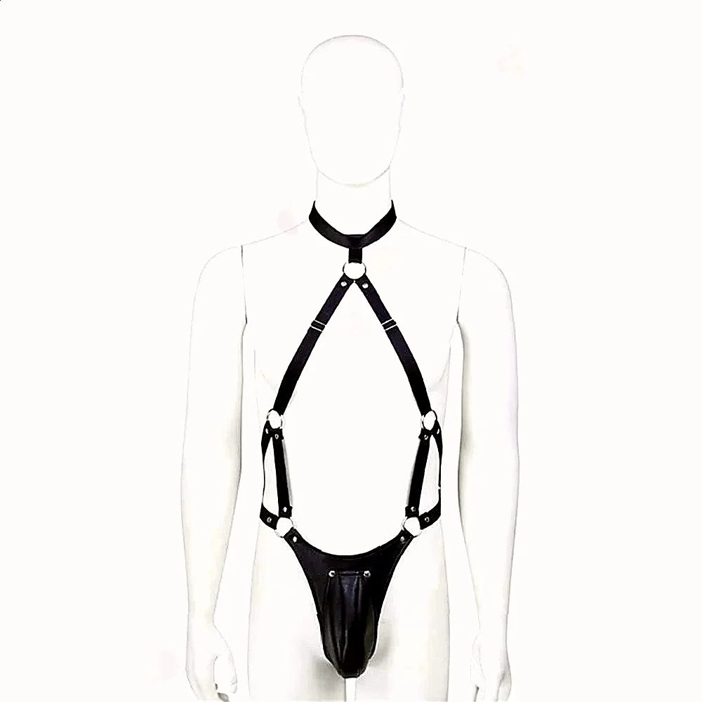 Gay Rave Harness Male Leather Chest Crossed Sexy Lingerie For Men Adult Sex Toys Full Body Bondage Clothes Sexy Party Clubwear