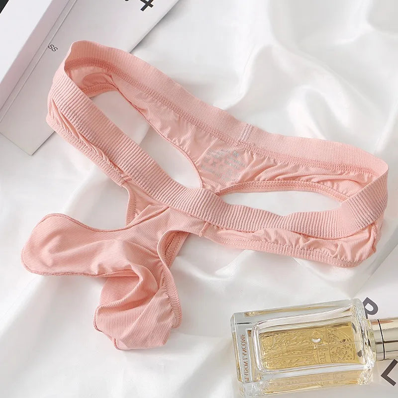 Separation Physiological Jockstrap Ice Silk Mini Tangas Men Thongs and G Strings Sexy Low Rise Lingerie Breathable Man Underwear