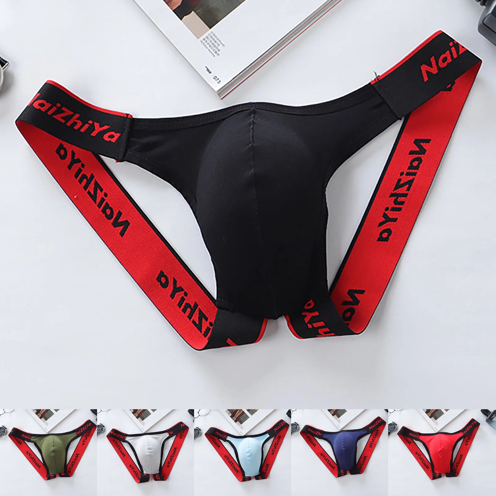 Men Sexy Gay Thongs Polyester Cueca Hombre Jockstrap Men Erotic Open Back Underwear Mens Erotic Low Waist Thong T Shape G String
