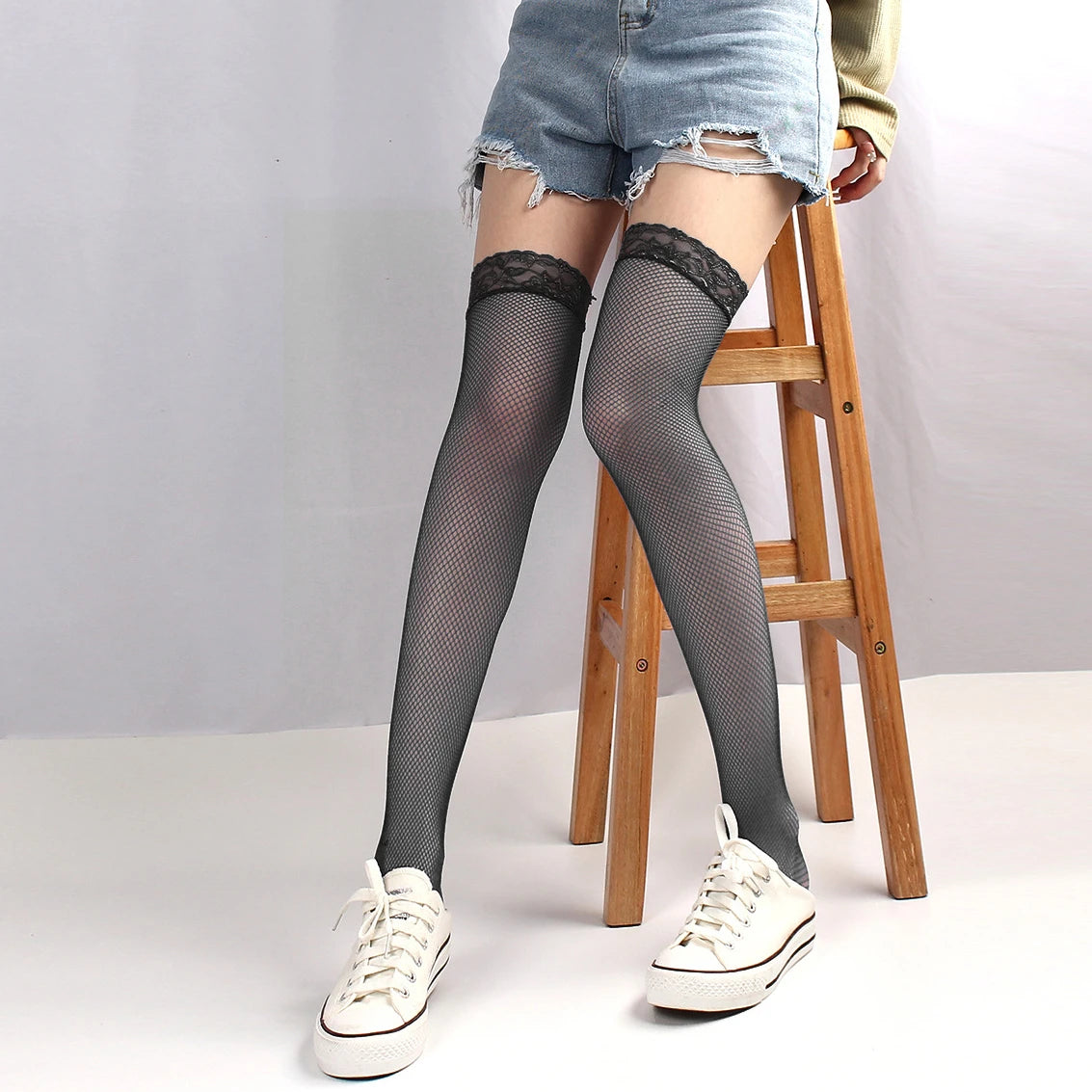 Erotic Lace Knee High Socks for Women Lingerie Small Mesh Thigh High Hosiery Green Yellow Pink Blue Purple White Sexy Stockings