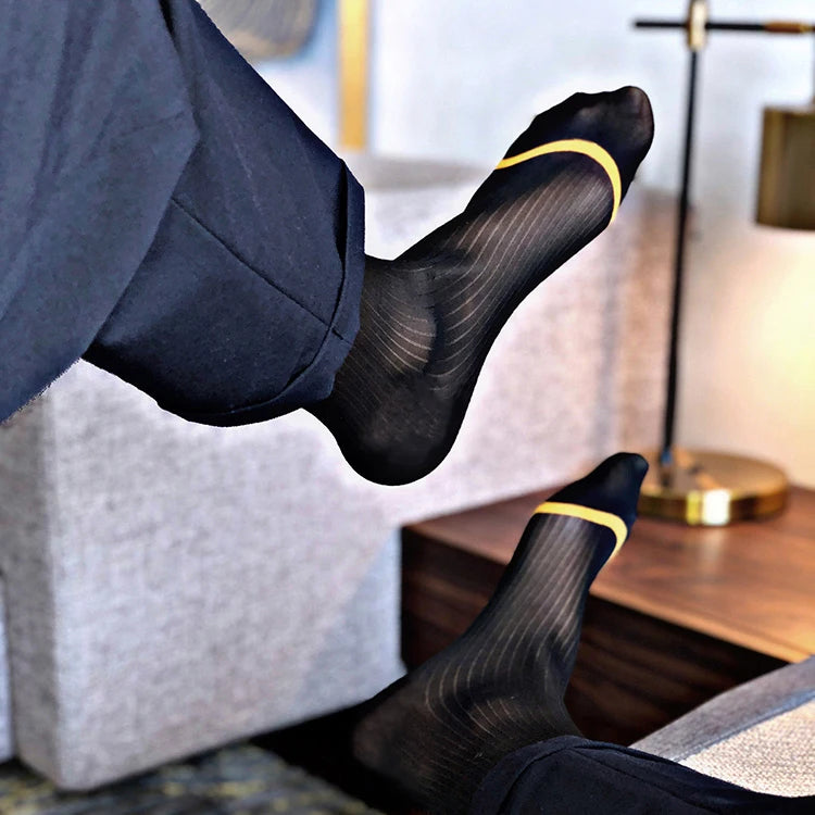 Sexy Ultra Thin Dress Tube Socks Men Sheer Stockings Man Erotic Wear Business Formal Sock calcetines hombre