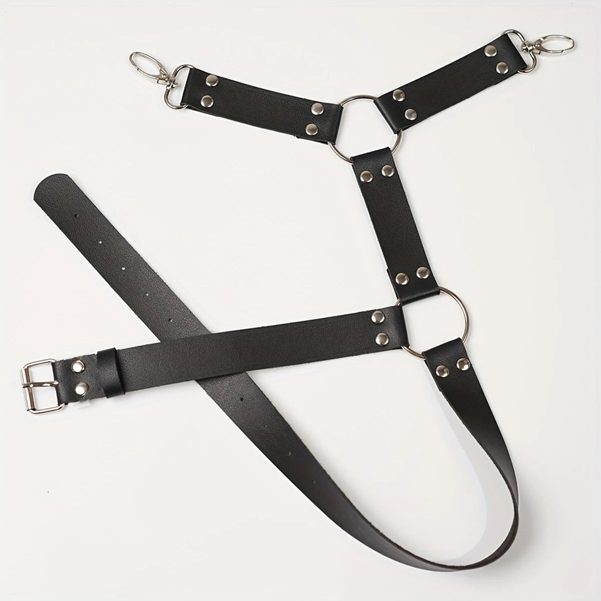Leather Body Harness for Men - Adjustable Waist and Thigh Straps, Gothic Punk Style