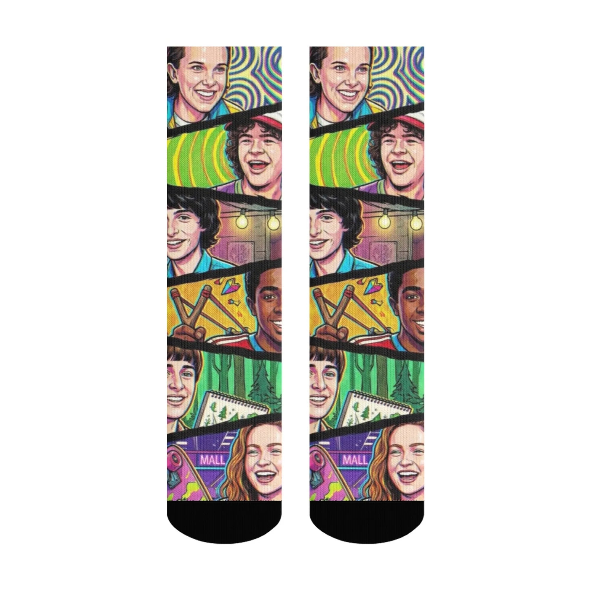 Science Fiction Adventure Pop Comic Men's Socks Harajuku Retro Style Casual Fashion Socks Novelty Funny Happy Hip-Hop Socks Gift
