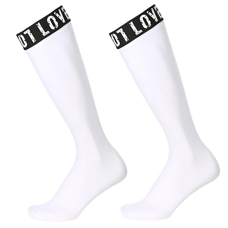 New Personalized Letters Stockings Comfortable Breathable Sexy Femboy Black Stockings Silky Smooth Oily Stretch Business Socks