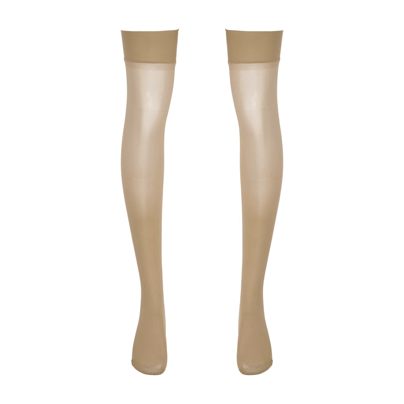 Sexy Mens Lingerie Glossy See-through Stockings Thin Shiny Solid Color Stretchy Sheer Thigh High Socks Sissy Stockings