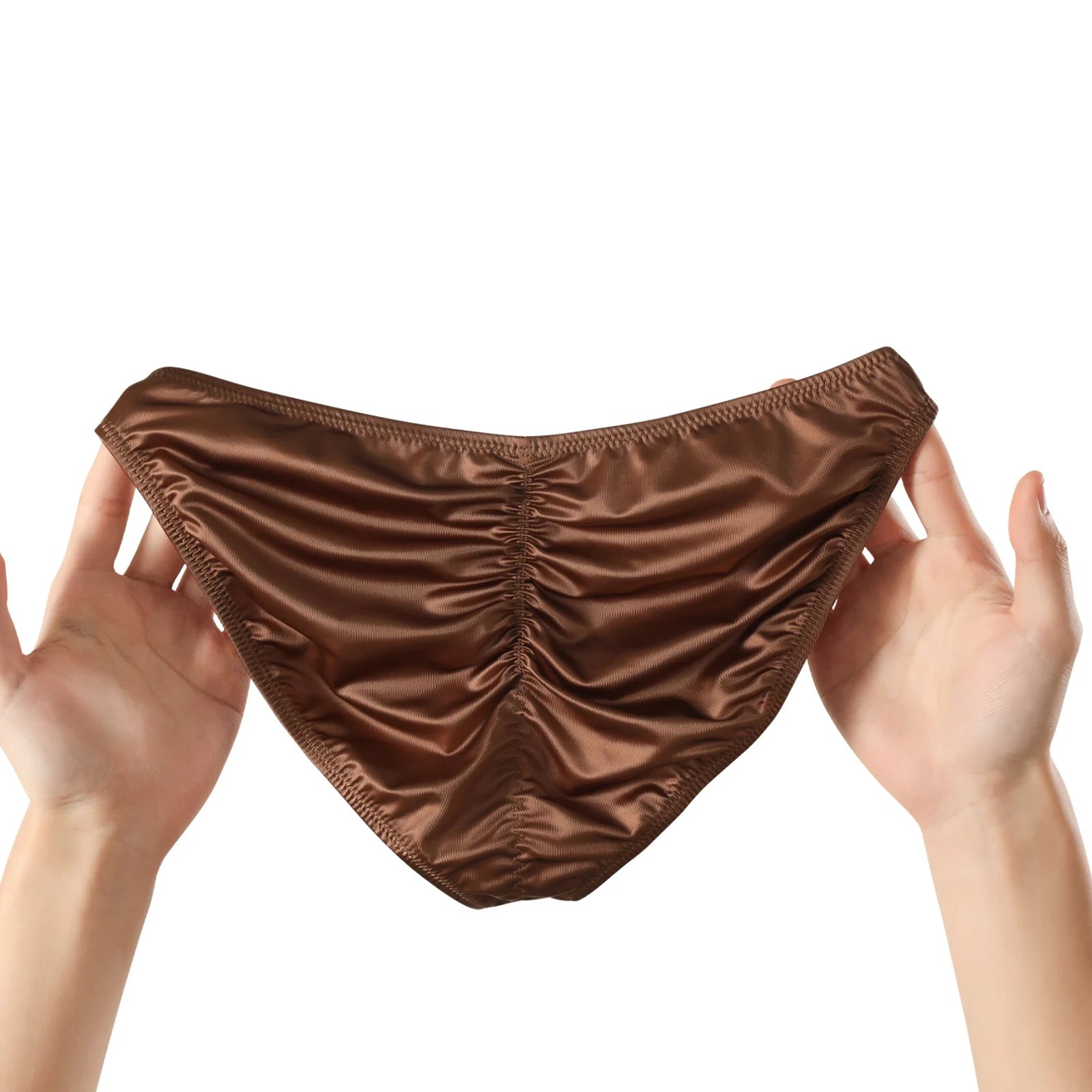 Men Smooth Satin Briefs Bikini Sexy Bulge Pouch Underwear Shiny Mini Panties Butt-lifting Low Waist Soft Fashion Underpants