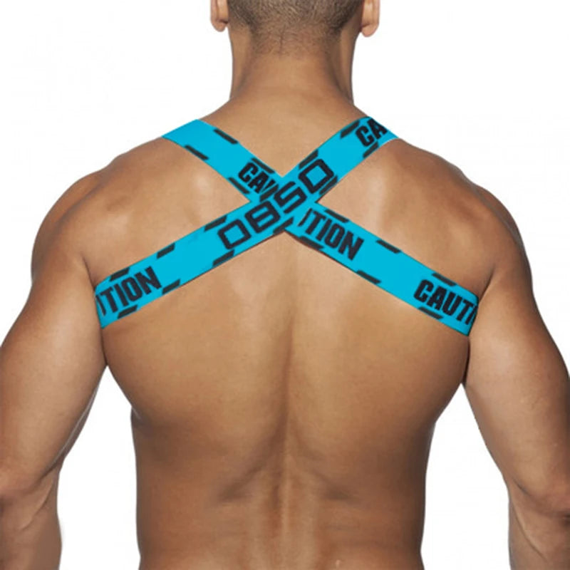 Sexy Elastic Band Harness Men Shoulder Straps Chest Bondage Muscle Halter Belt Men Bodysuite Gay Clubwear Club Party Costume