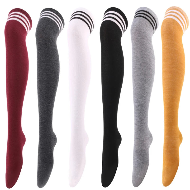 1Pair Striped Long Socks Women Sexy Over Knee Thigh High Socks Over The Knee Stockings Ladies Girls Warm Long Tube Socks ﻿