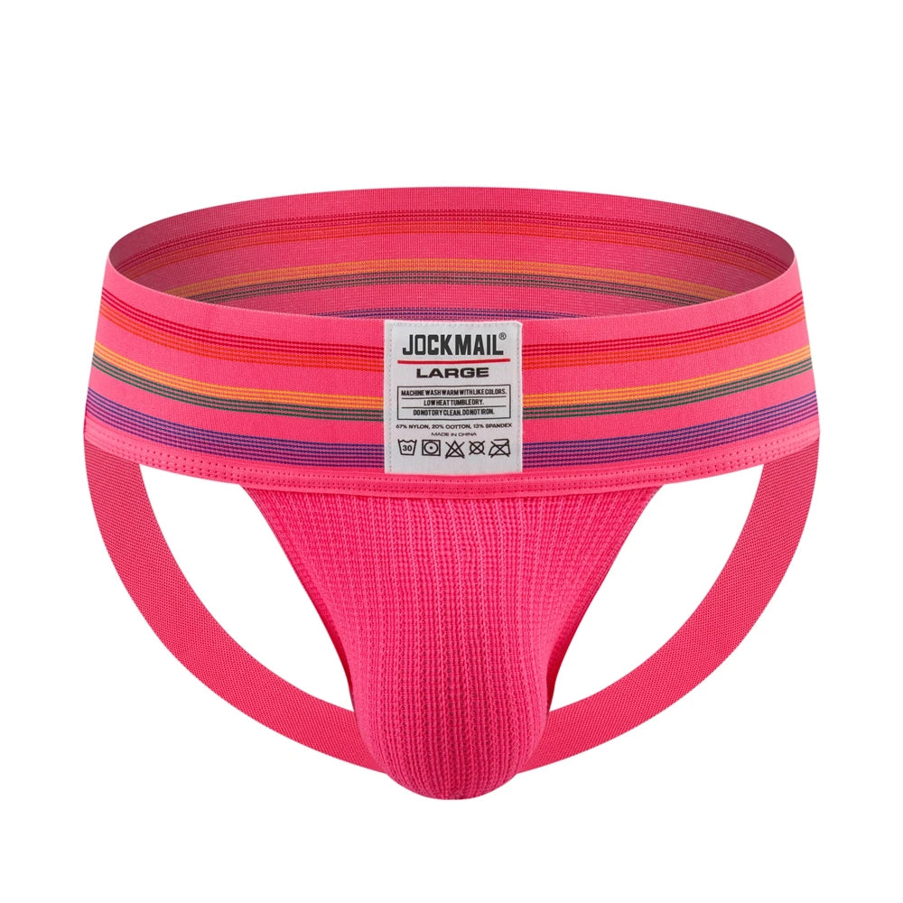 JOCKMAIL Men's Nylon Mesh Hole Jockstrap Low Waist Sexy Men Underwear Independent Bag Elastic Fashion Thong Athletic Underpants