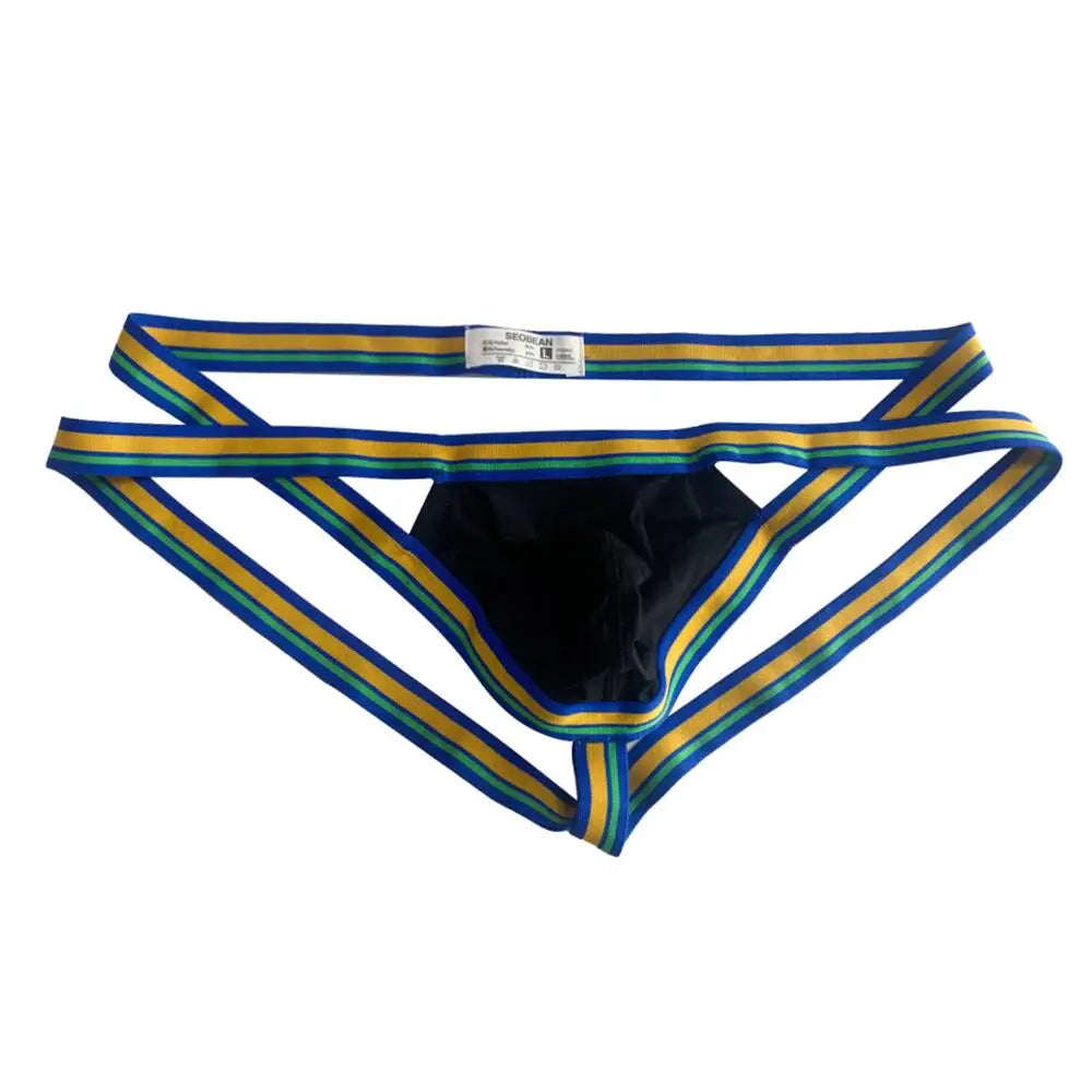 SEOBEAN Sexy Men's Underwear Thongs Men Jockstrap Underpants Hollow Out Thong G string Briefs