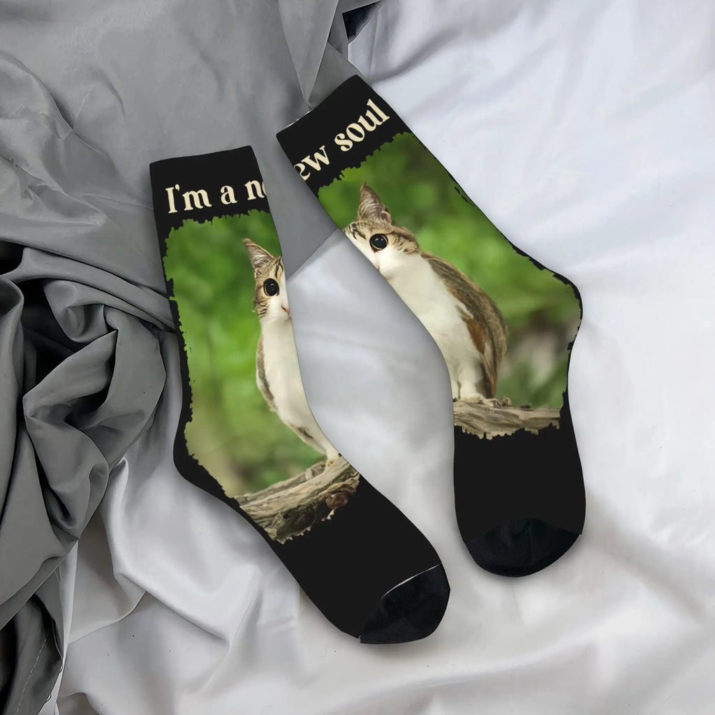 Unisex Men Socks Funny Meowl Meme Cat Owl Meme Brainrot Gen Stockings Winter Harajuku High Quality Socks Sports Anti Skid Socks