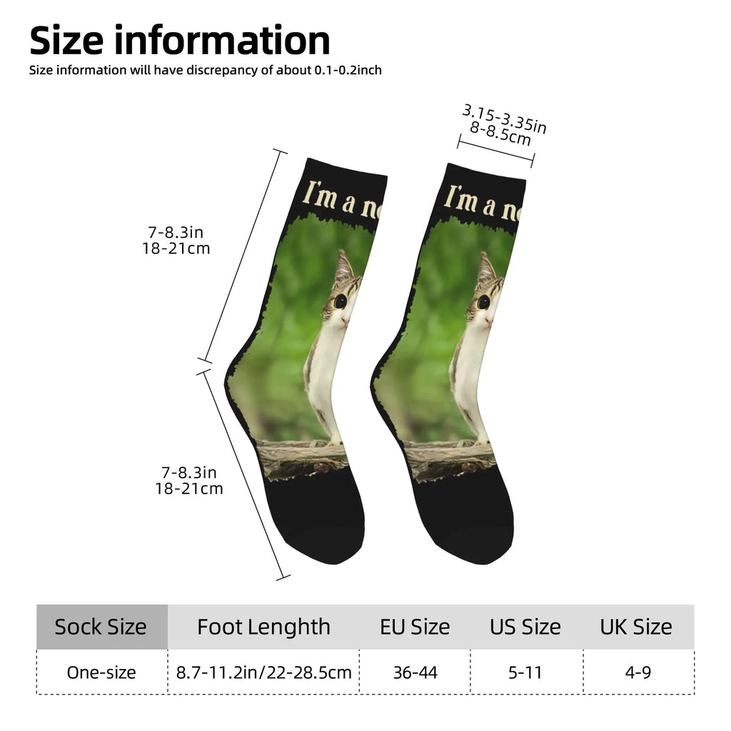 Unisex Men Socks Funny Meowl Meme Cat Owl Meme Brainrot Gen Stockings Winter Harajuku High Quality Socks Sports Anti Skid Socks