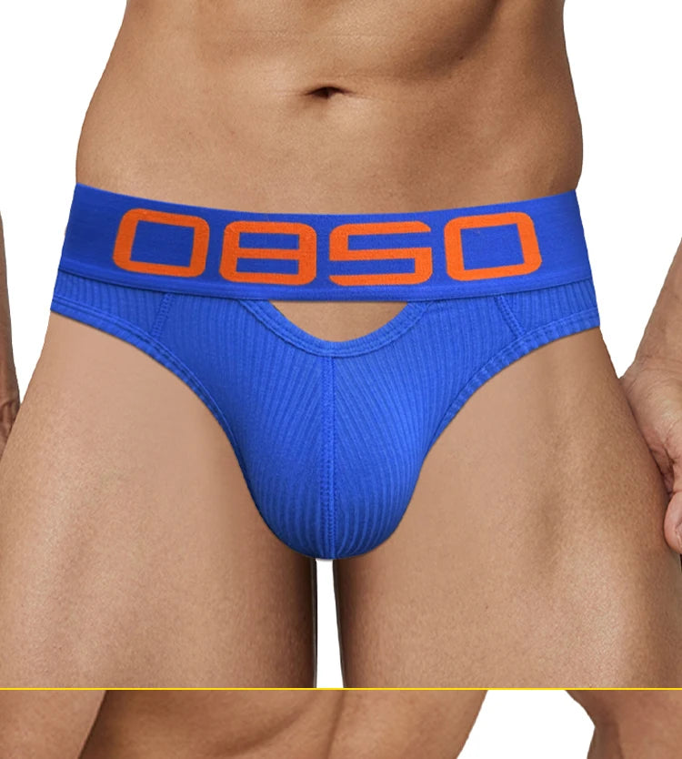 Men's Ribbed Cotton Jockstrap Briefs, Breathable Low Rise Sport Underwear