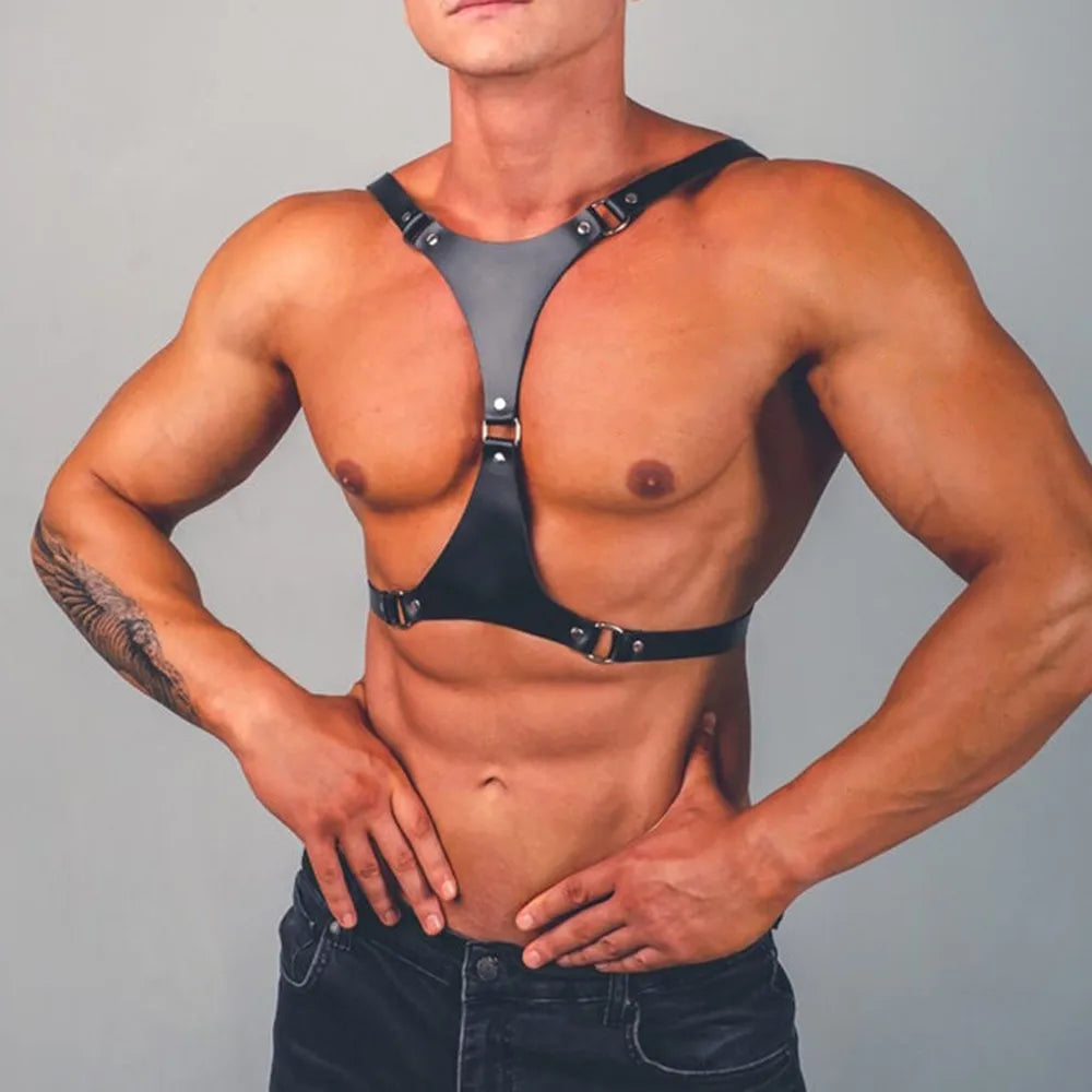 Fetish Men BDSM Chest Harness Belts Rave Gothic Leather Gay Clothes Sexual Body Bondage Harness Straps Male Sexy Erotic Lingerie