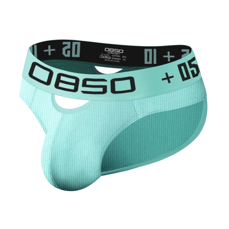 Men's Ribbed Cotton Jockstrap Briefs, Breathable Low Rise Sport Underwear
