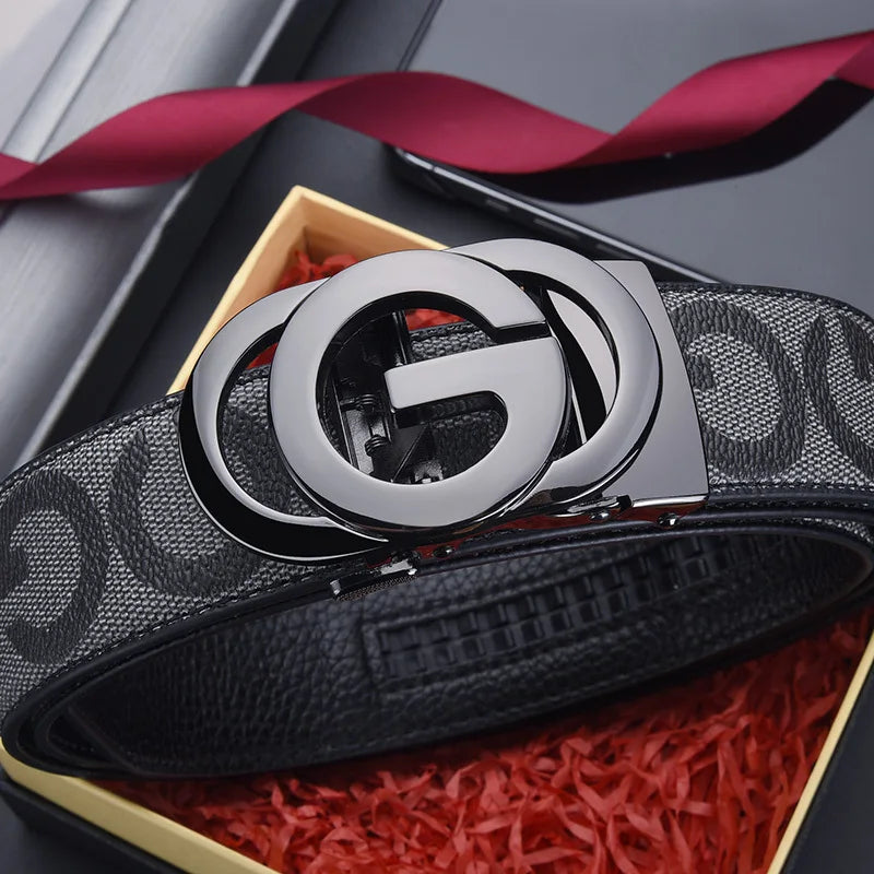 High Quality 3.4cm Leather Business Men High-Quality Designer Male Buckle Strap Jeans Accessory