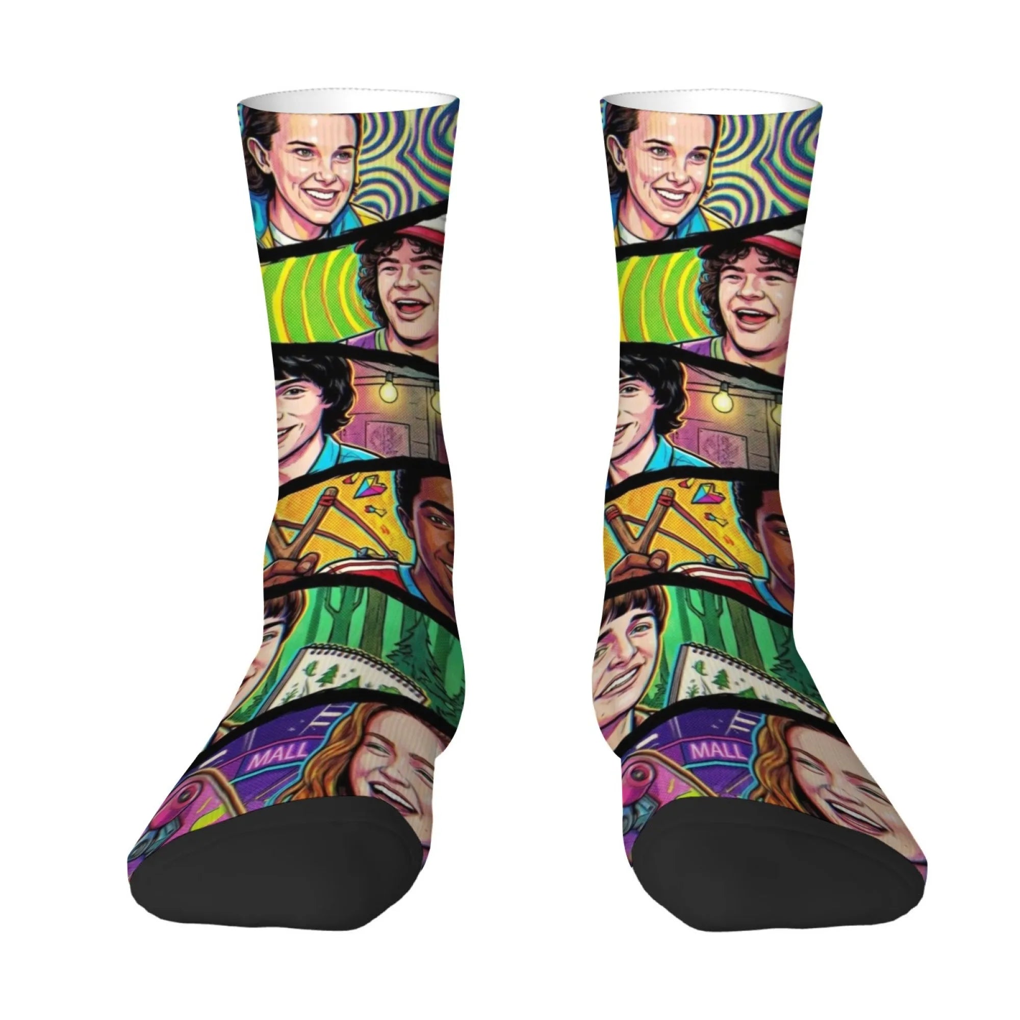Science Fiction Adventure Pop Comic Men's Socks Harajuku Retro Style Casual Fashion Socks Novelty Funny Happy Hip-Hop Socks Gift