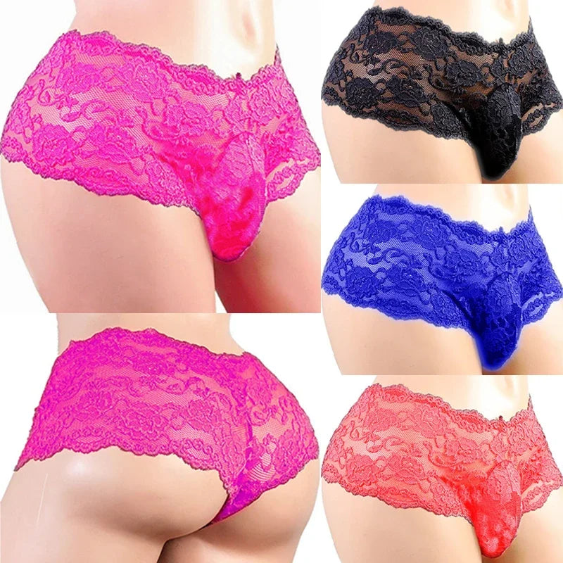 Sexy Lingerie Sexy Panties Men's Underwear Plus Siz Lace Sissy Male Breathable Jockstrap Briefs G-String Thongs Porno Underpants