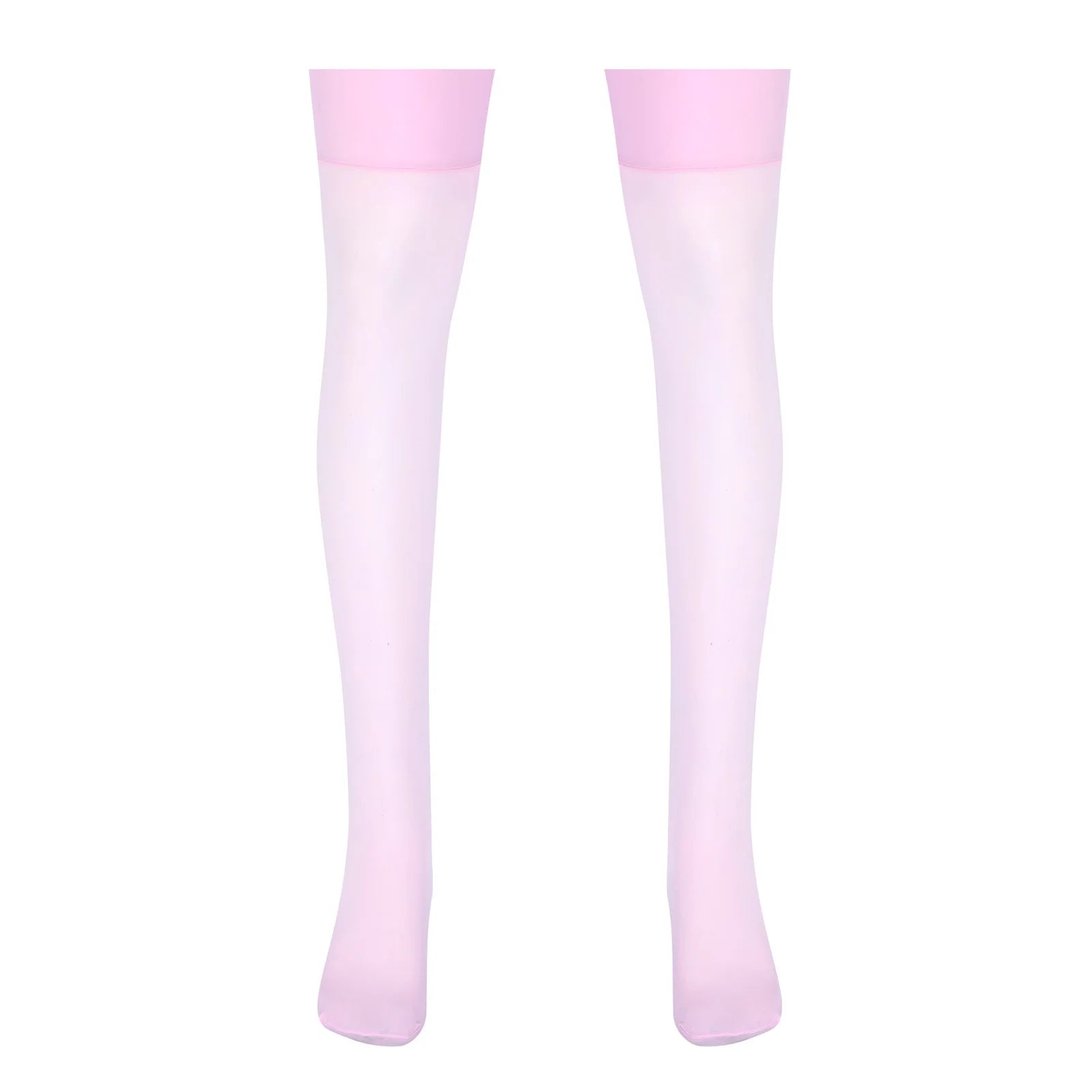 Sexy Mens Lingerie Glossy See-through Stockings Thin Shiny Solid Color Stretchy Sheer Thigh High Socks Sissy Stockings