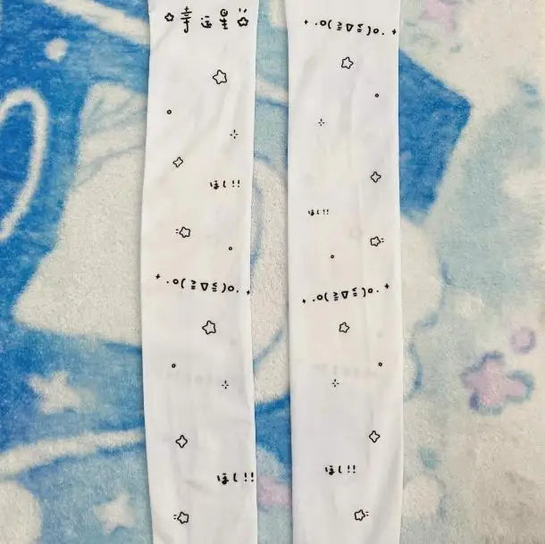 White Sexy Subculture Cute Cartoon Print Long Socks Haraiuku Over Knee Thigh High Stockings Y2K Cosplay Women's Socks Kawaii