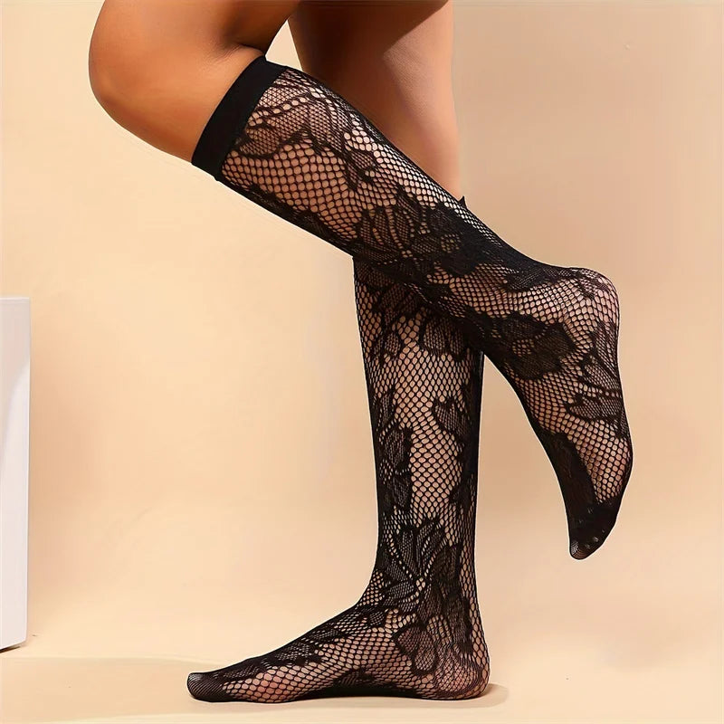 3 Pair Sexy Fishnet Stockings Hollow Out Woman Socks Transparent Knee High Socks Gothic Lolita Japanese Mid-tube Female Socks