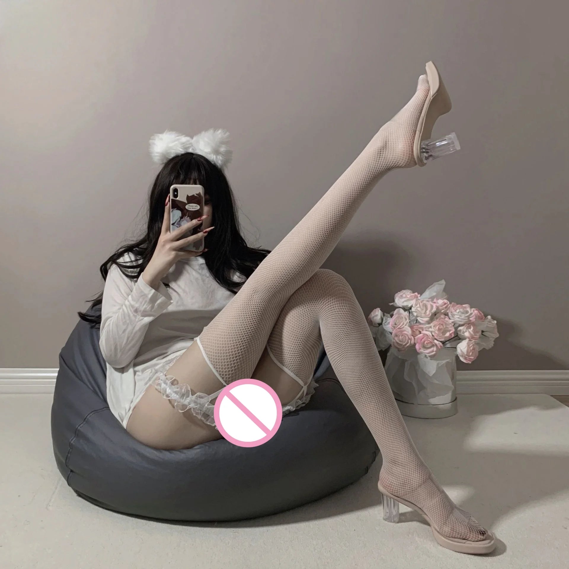 Sexy Long High-tube Over-the-knee Socks, Black Stockings, Suspenders, Ripped Rompers, Sexy Fishnet Socks, Trendy Thin Section