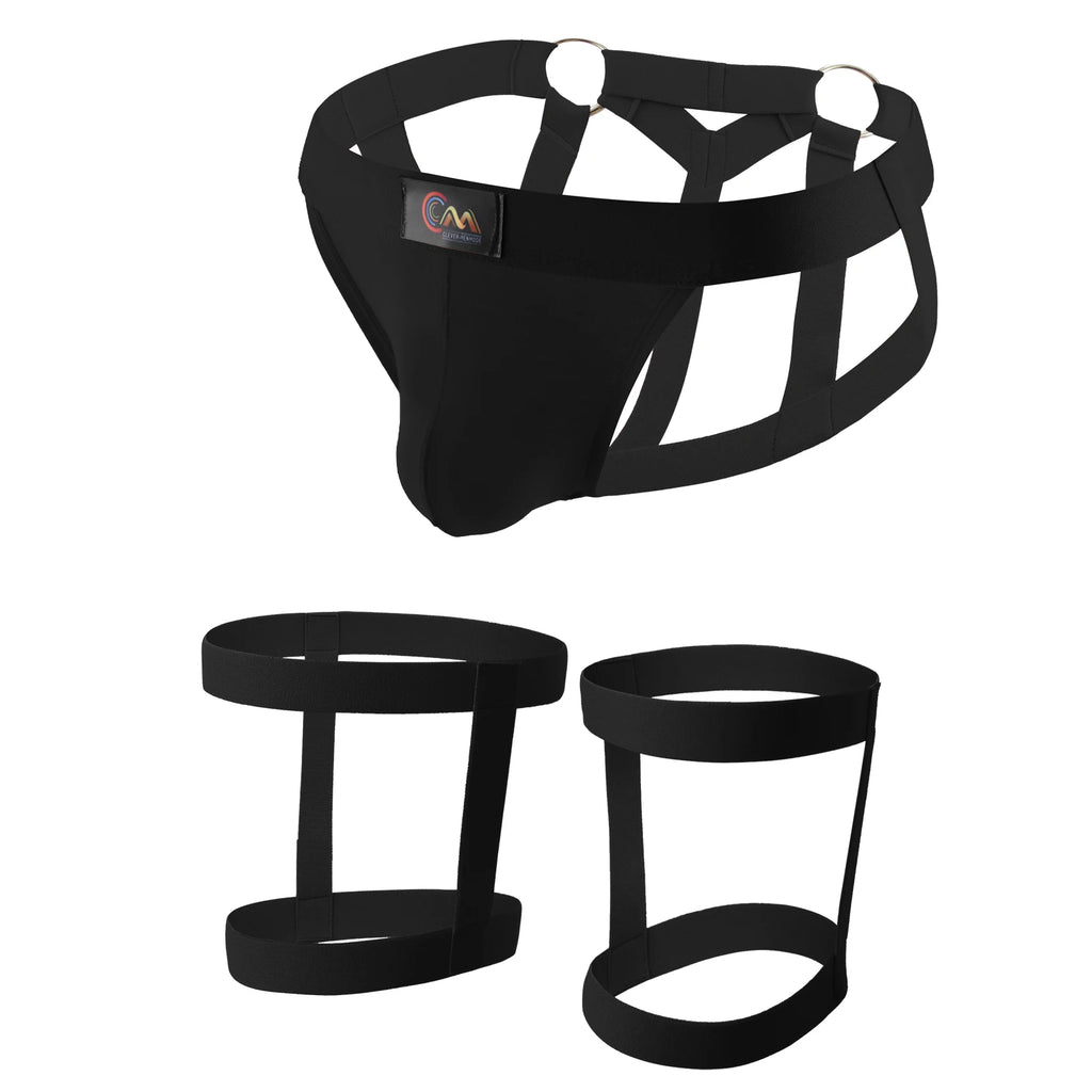 Cotton Jockstrap Men Underwear Sexy Harness Thong G String Leg Ring Bondage Lingerie hombre Strap Panties T-back