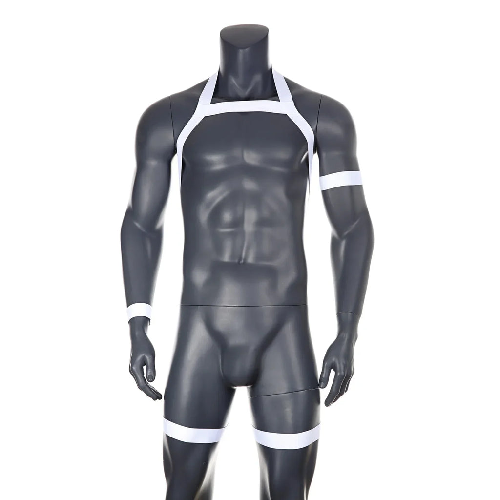 Sexy Mens Harness Set Elastic Halter Chest Body Straps Hollow Out Lingerie Bondage Belts Fetish Arm Wrist Band