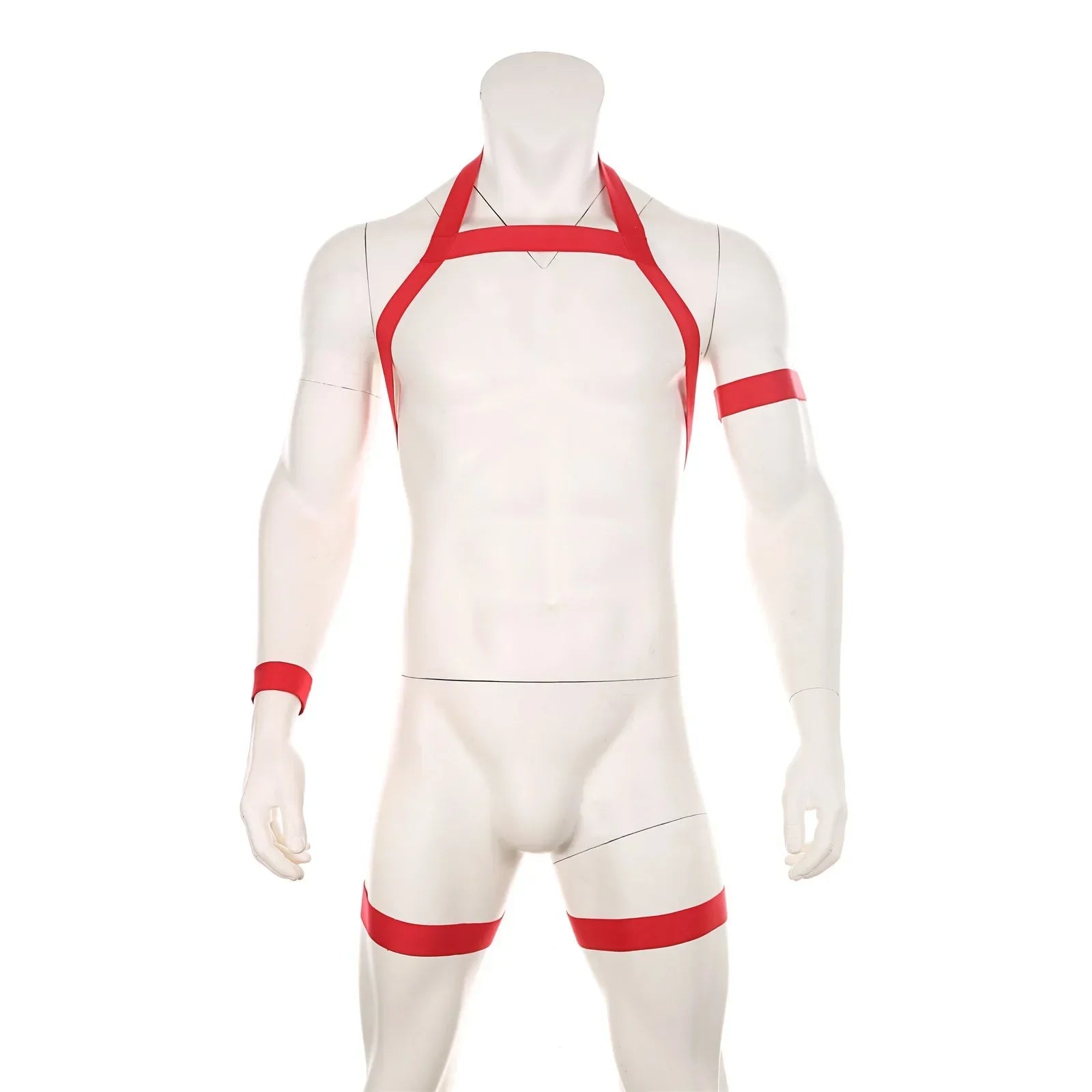 Sexy Mens Harness Set Elastic Halter Chest Body Straps Hollow Out Lingerie Bondage Belts Fetish Arm Wrist Band