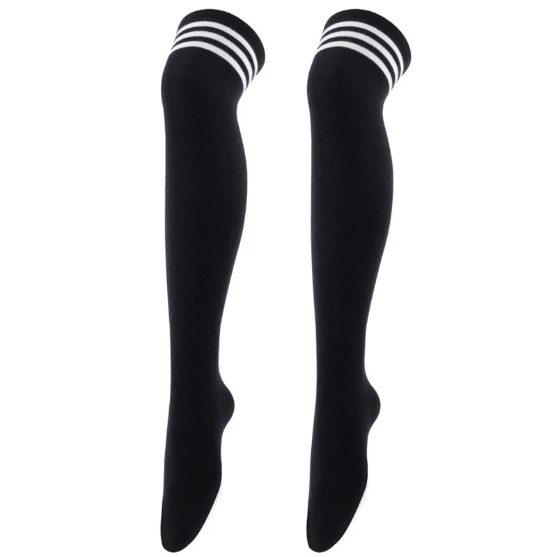 1Pair Striped Long Socks Women Sexy Over Knee Thigh High Socks Over The Knee Stockings Ladies Girls Warm Long Tube Socks ﻿