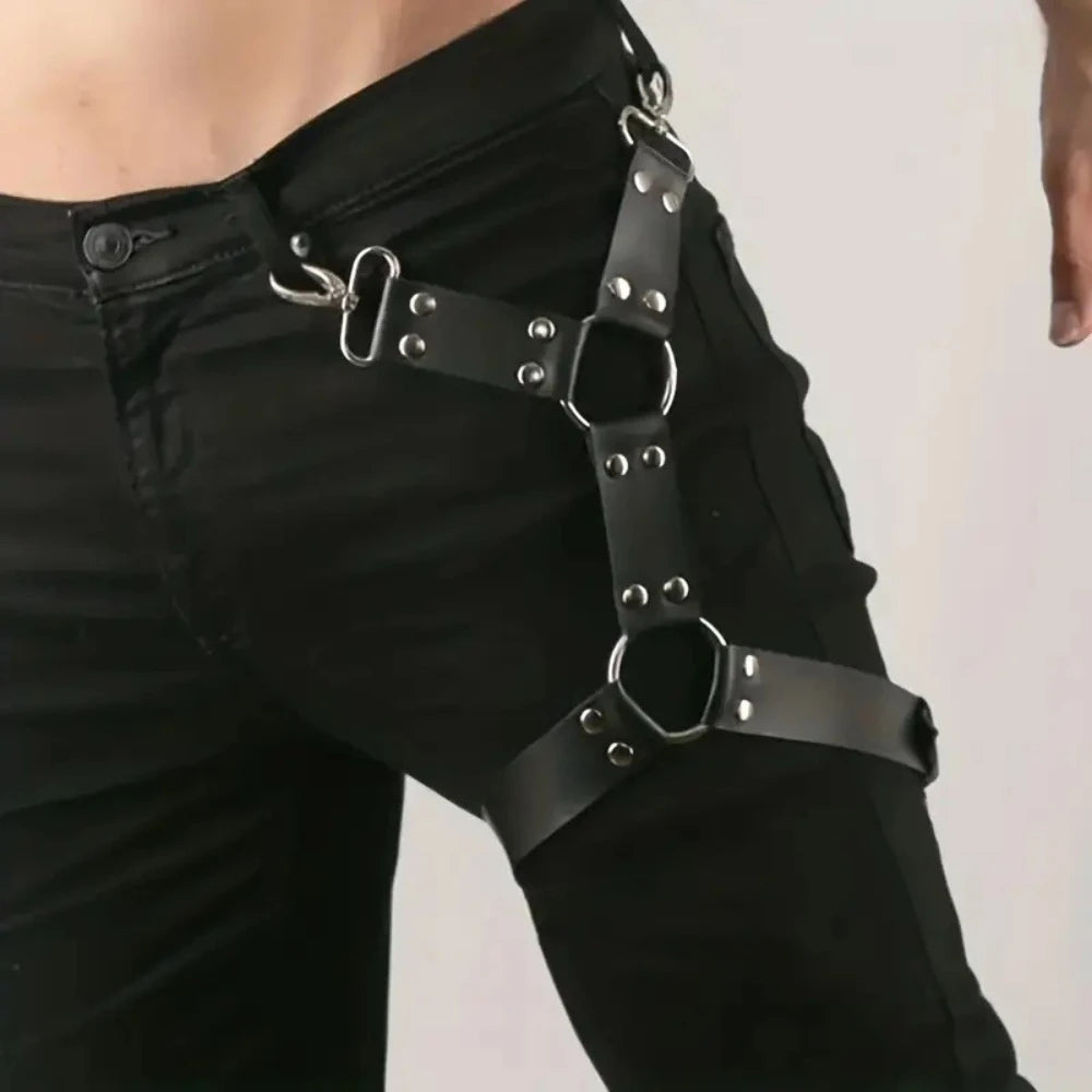 Men Sexy PU Leather Chest Harness Fashion Punk Street Style Body Belt Male Nightclub Party Costume Erotic Lingerie Accessory