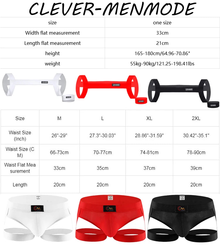 CLEVER-MENMODE Men's Sexy Harness Thong Elastic Halter BDSM Bondage Belt Fetish Costumes Male Body Strap Armband Underwear Set