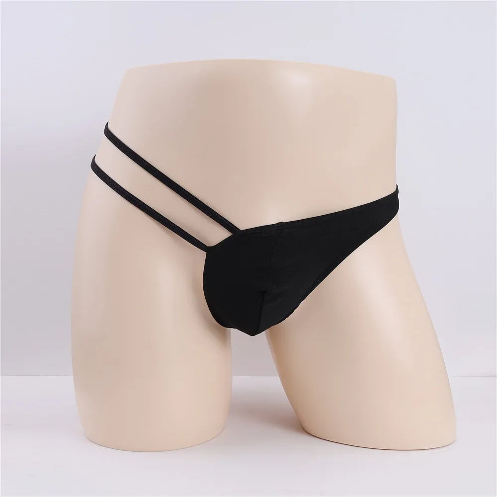 Men's Thongs One-sided Hollow G-String Sexy Underwear For Men Low-Rise Briefs Bandage Jockstrap Male Thong T-Back Underpants New