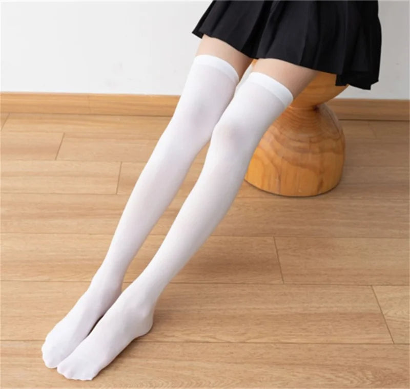 Sexy Black White Long Socks Women Over Knee Thigh High Socks Over The Knee Stockings For Ladies Girls Warm Knee Socks