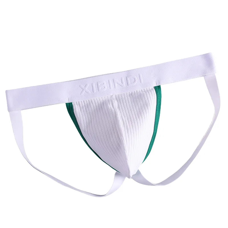 Ribbed Cotton Jockstrap for Men Sexy Low Waist U Convex Pouch Underpants Breatahble Hip Lift Sports Thong Gays Open Butt Knicker