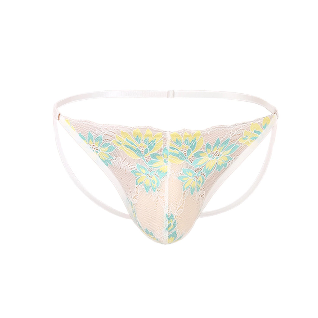 Men Lace Jock Strap Thong Fitness Underwear Athletic Supporter Man Jockstrap See-Througn Gym Underpants Ultra-thin Adjustable