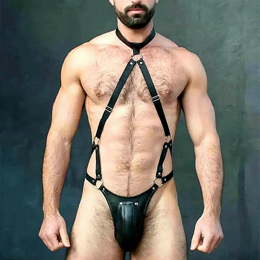 Gay Rave Harness Male Leather Chest Crossed Sexy Lingerie For Men Adult Sex Toys Full Body Bondage Clothes Sexy Party Clubwear
