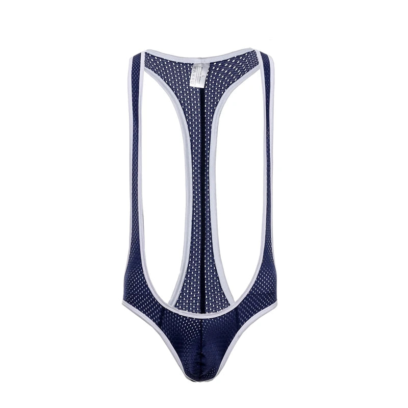 Sexy Mesh Bodysuit Jockstrap Bodywear Erotic Teddies Underwear Wrestling Singlet Leotard Jumpsuits Suspender For Men/Gay