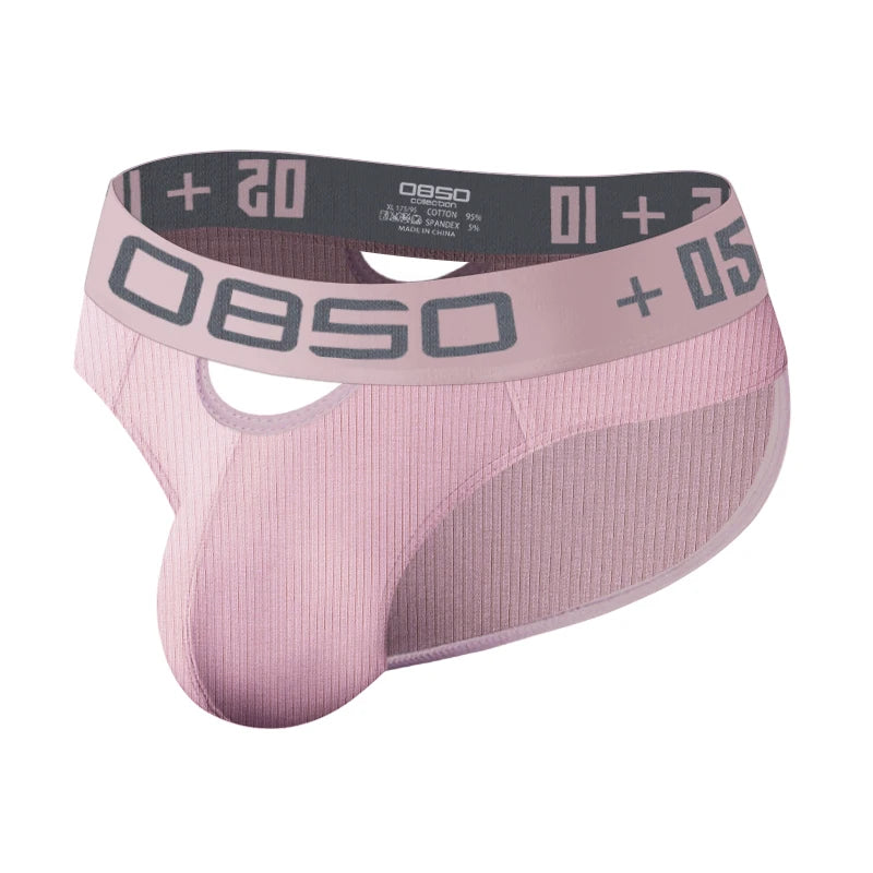 Men's Ribbed Cotton Jockstrap Briefs, Breathable Low Rise Sport Underwear
