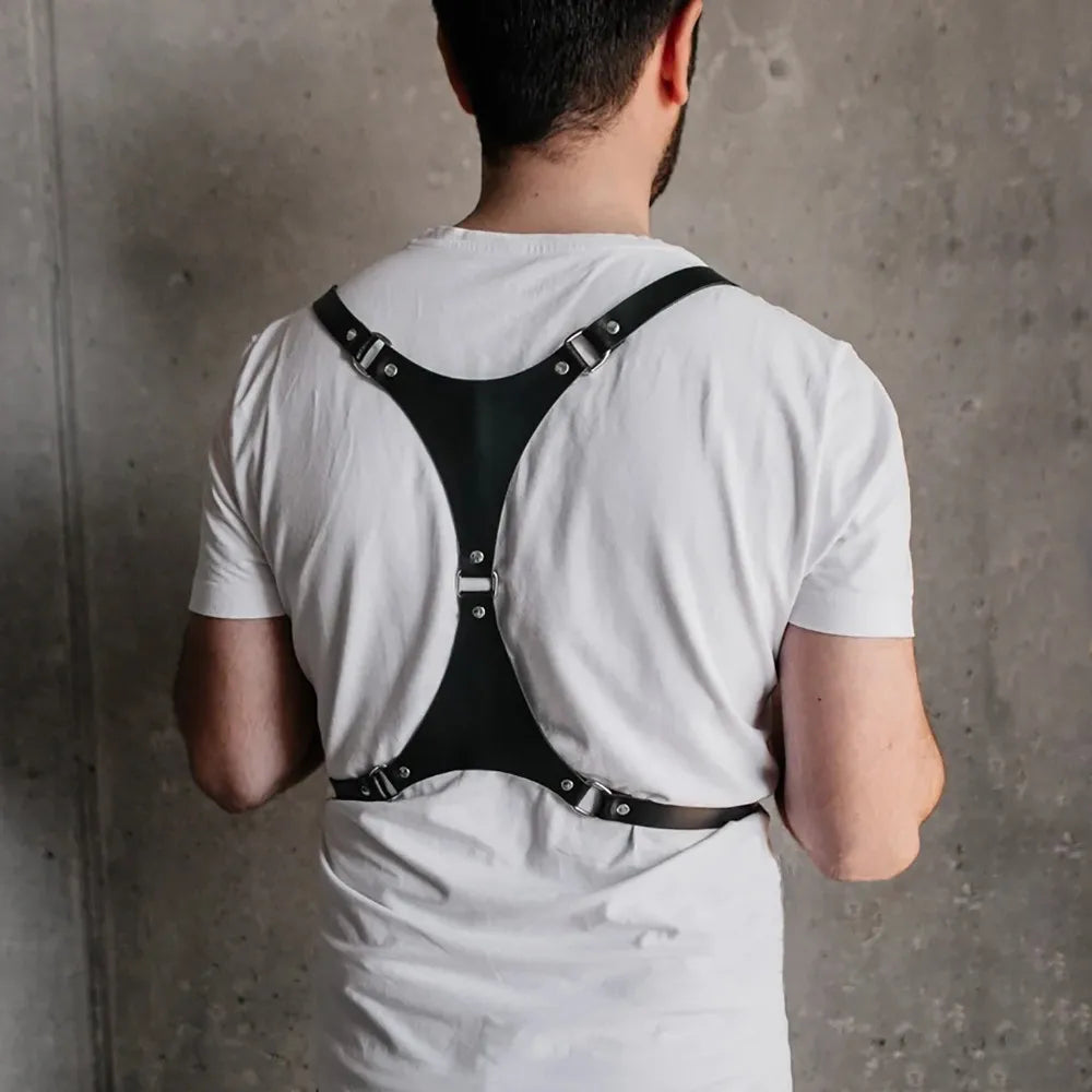 Fetish Men BDSM Chest Harness Belts Rave Gothic Leather Gay Clothes Sexual Body Bondage Harness Straps Male Sexy Erotic Lingerie