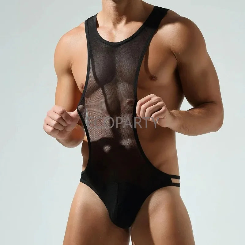 Men's Bodysuits Body Building Shapers Tights Men Singlet Underwear Bikini Sexy Men T-Back Jumpsuit Stretch Thongs Jockstrap