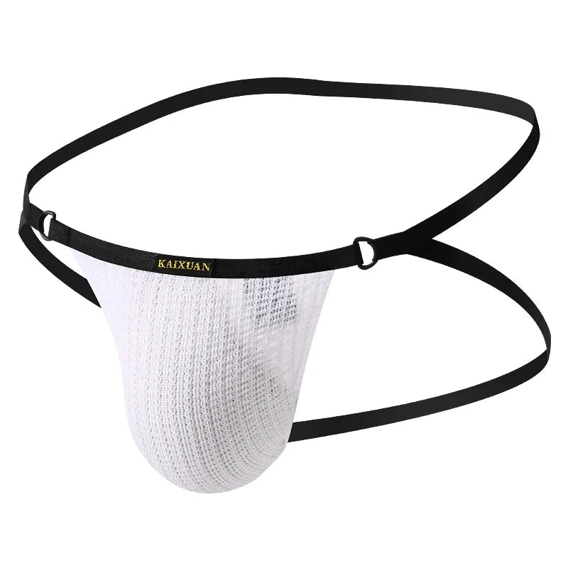 Mens Sexy G-String Soft Underwear Breathable Bulge Pouch Underpants T-Back Thongs Man Low Waist Back Open Mini Panties Jockstrap